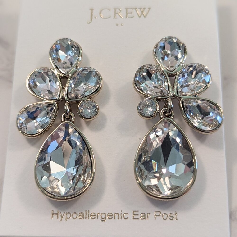 J.Crew Factory Crystal Petal Statement Earrings